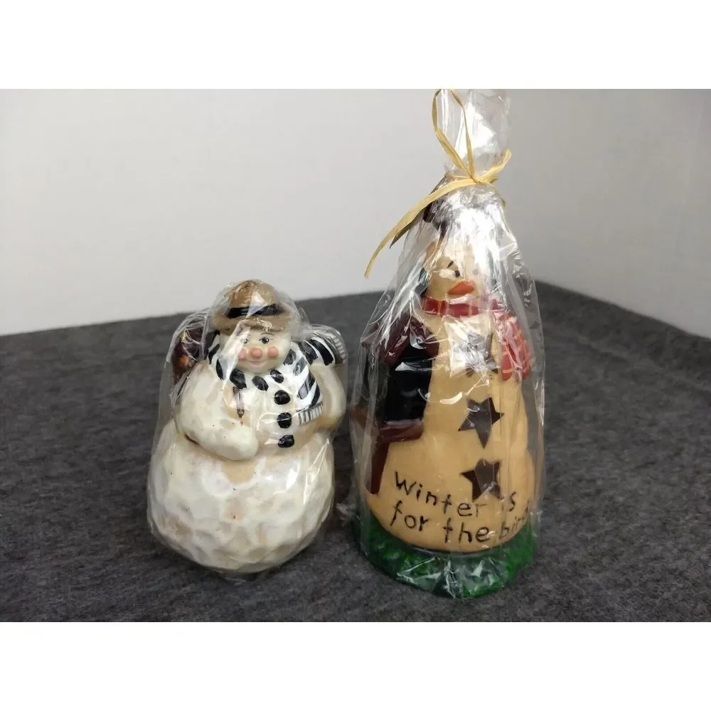 Snowman Christmas‎ Holiday Candles Handmade Lot of 2 Salem Collection NEW SEALED